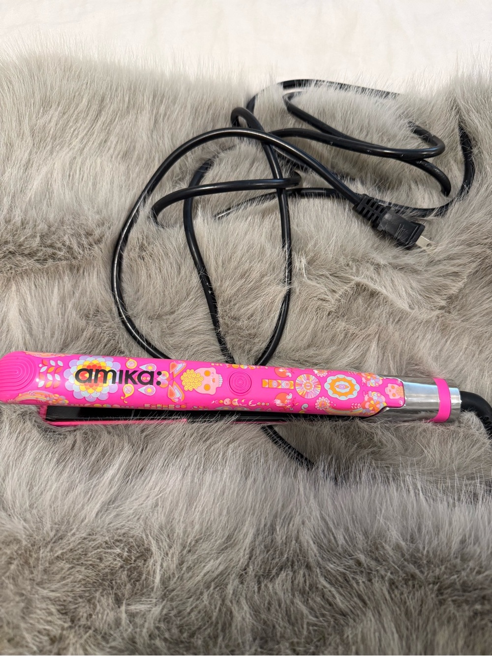 Amika Pink Floral Straightener/Flat Iron